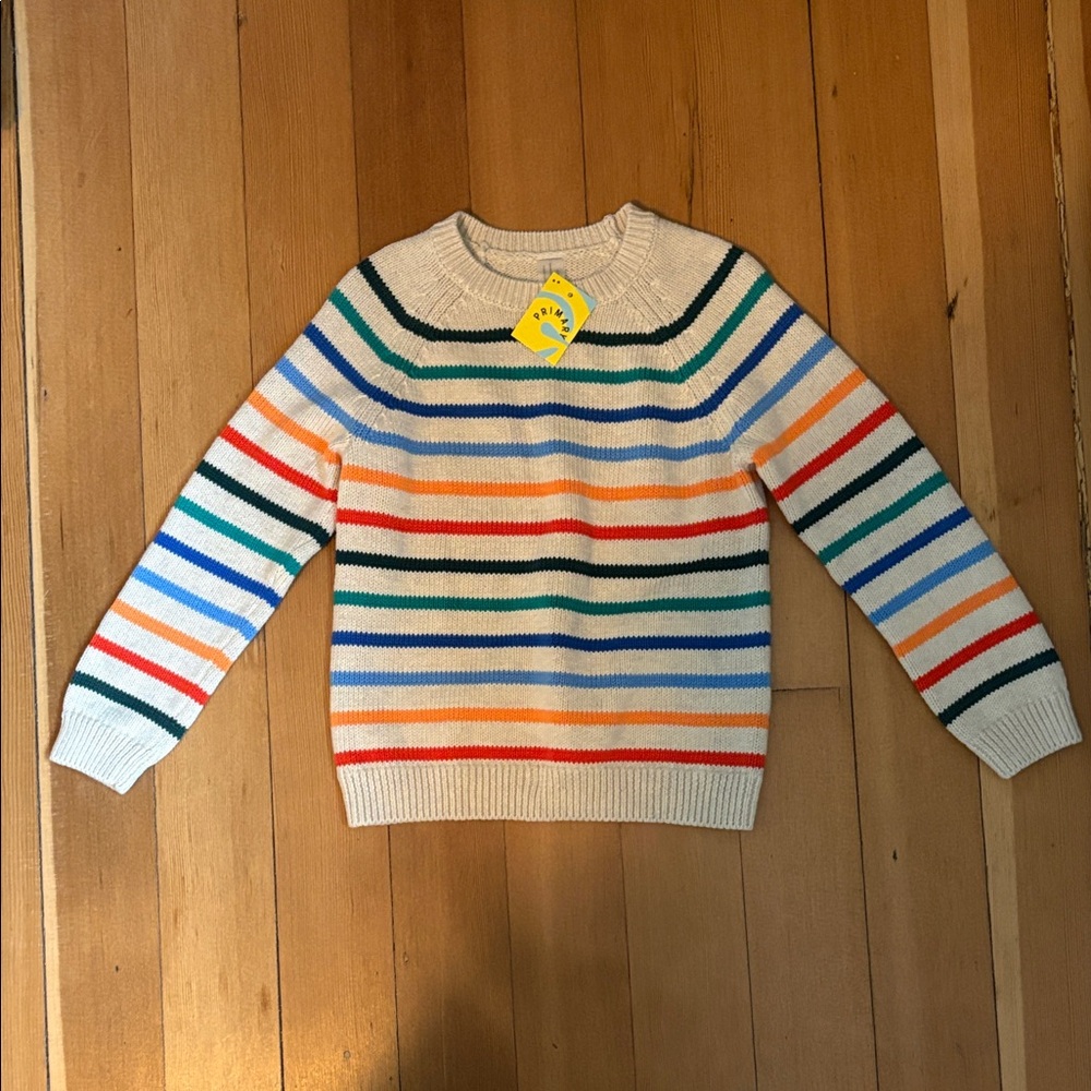 Primary Cream and Rainbow Striped Sweater